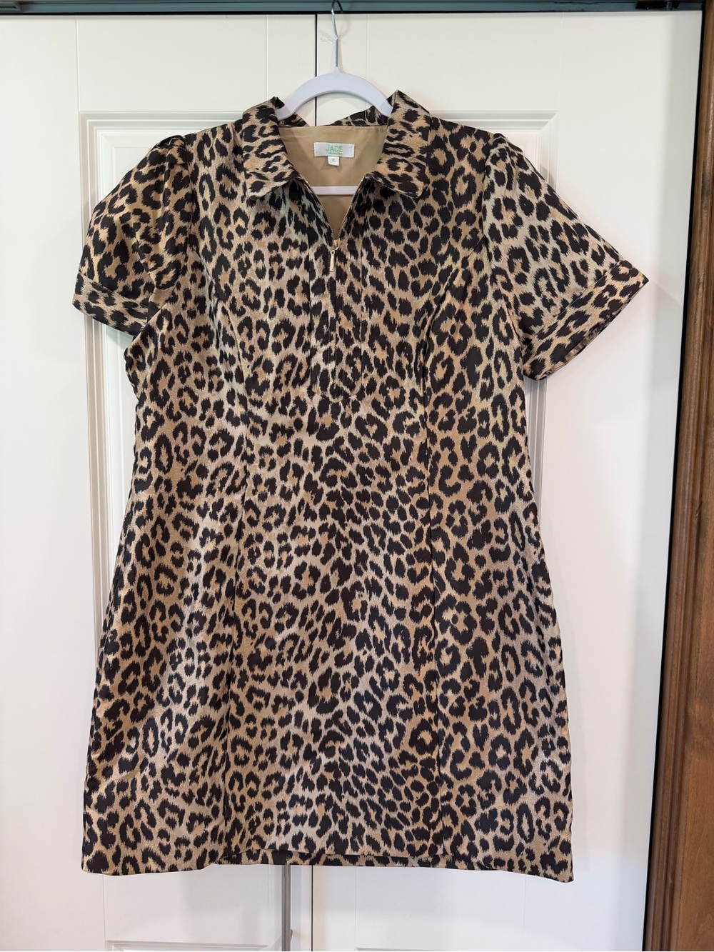 Leopard Print Midi Dress - Tan/Black